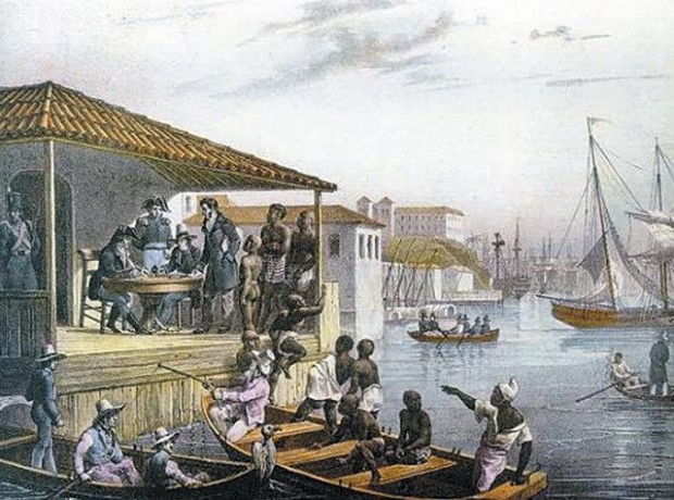 Desembarque de escravos no Cais do Valongo, pintado por Rugendas em 1835.
