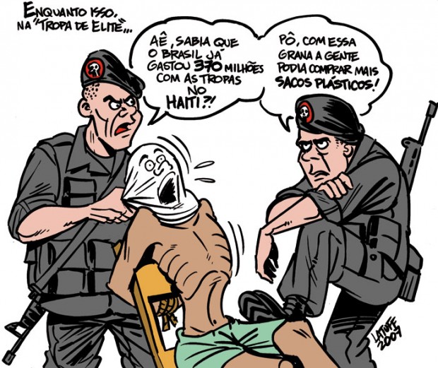 Tropa de Elite e Haiti, por Latuff.